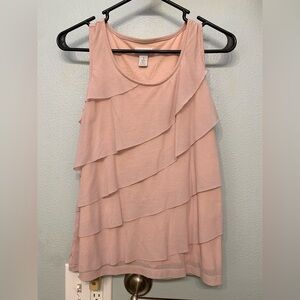 Chico’s Pink Tank Layer Ruffle Top Dusty Blush Pink Shell